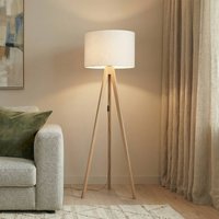 TK Lighting Grand floor lamp, cream/pine, height 145 cm, E27