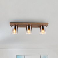 Globo Taklampa Underwood, längd 71 cm, brun/rökgrå, MDF