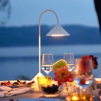 FRANDSEN LED rechargeable table lamp Grasp, white, height 47 cm, metal