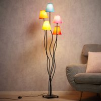 Näve Colori fabric floor lamp 5-bulb colourful
