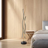 Globo LED-golvlampa Geronimo, höjd 135 cm, svart/träimitation