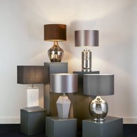 Searchlight Polygon table lamp with a glass base