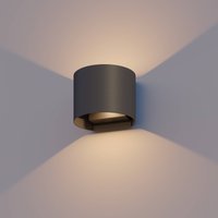 Calex LED-utomhusvägglampa Oval, upp/ner, höjd 10 cm, svart
