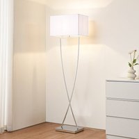 Lucande Evaine floor lamp, chrome/white, metal, 157 cm, E27