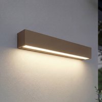 Lucande Lengo LED outdoor wall light, 50 cm, brown, downlight, 3000K