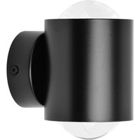 Lindby väggstrålkastare Jyla, svart, 3.000 K, upp/ner, lins