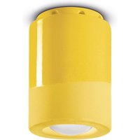 Ferroluce Plafonnier PI, cylindrique, Ø 8,5 cm, jaune