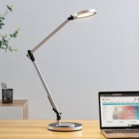 Lindby Lampe de bureau LED Rilana dimmable, argenté