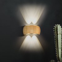 FISCHER & HONSEL LED wall lamp Shine-Wood, width 20 cm, oak/black 4-bulb.