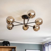 EMIBIG LIGHTING Plafonnier Glassy, noir, graphite, verre, 6 lampes, E14