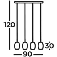 Searchlight Laser pendellampa, svart, metall, 4 lampor, E27