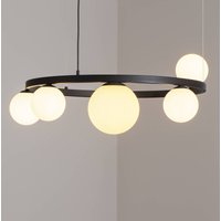 ALDEX Suspension Garda 5, anneau, métal, verre, à 5 lampes, noir