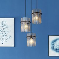 Globo Suspension Gorley, Ø 47 cm, gris fumé, 3 lampes, verre