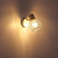 Globo Luise wall light in white, wooden look socket