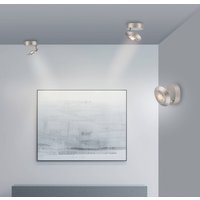 PURE LED ceiling lamp Oculis, silver-coloured Ø 15 cm iron/glass