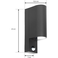 Prios utomhus vägglampa Tetje, svart, rund, sensor