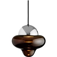 DESIGN BY US Nutty LED pendant light, brown/chrome, Ø 18.5 cm, glass