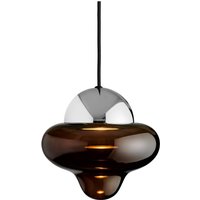 DESIGN BY US Nutty LED-pendellampa, brun / kromfärgad, Ø 18,5 cm, glas
