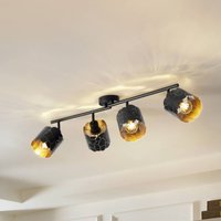 Lindby taklampa Aralena, svart/guld, 4 lampor, längd 97 cm