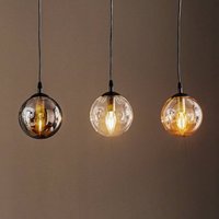 EMIBIG LIGHTING Hänglampa Glassy, 3 lampor, rak, grafit/amber/klar, glas