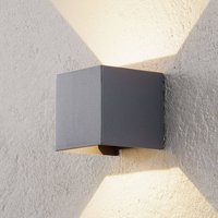 ORION LED-utomhusvägglampa Cube, antracit, metall, 10 cm, upp/ner