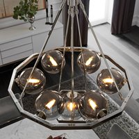 FEISS Harper hanging light, smoked glass, 7-bulb