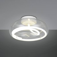 Trio Lighting Tarsia LED ceiling lamp, matt white, Ø 40 cm glass