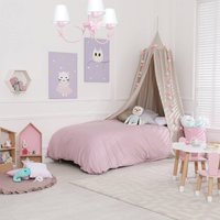 Eko-Light Ljuskrona Alice, rosa, tre vita tygskärmar