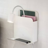 Nordlux Roomi wall light with shelf and USB, white