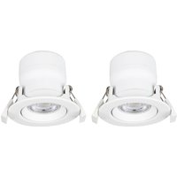 Prios LED-inbyggnadslampa Shima, vit, 7W, 3000K, 2 st, dimbar
