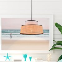 COREP Mallorca hanging light, white/natural, Ø 38 cm, fabric/raffia
