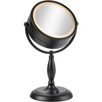 Tischspiegel Face mit Licht, schwarz, Metall, Höhe 36 cm