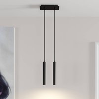 Arcchio LED-pendellampa Franka, 2 lampor, svart, aluminium