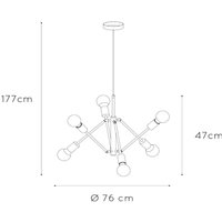 Lucide Lester pendellampa, sex ljuskällor, justerbar