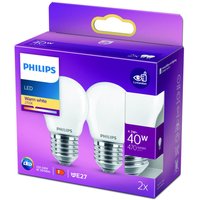 Philips LED bulb E27 P45 4.3 W 2,700 K opal 2-pack