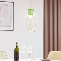Lucande LED hanging light Fay, yellow/light green, glass, Ø 15 cm