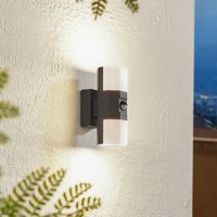 Lindby LED outdoor wall light Alaric, aluminium, anthracite, sensor