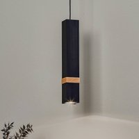 Eko-Light Vidar hanging light, black with wooden detail, 1-bulb