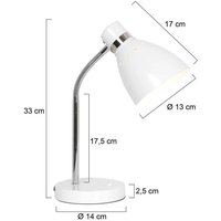 Steinhauer Spring table lamp, white, metal, flexible arm, with switch