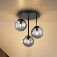 Globo Harmon ceiling light, black/smoke, glass, Ø 33 cm, E14