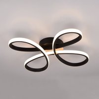 Trio Lighting Fly LED ceiling light, matt black, 3,000 K, 40 cm x 40 cm