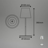 Briloner LED battery table lamp 7507015 chrome matt RGBW IP44 touch dimmer