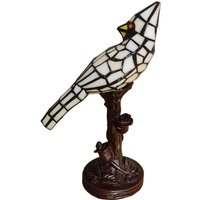 Clayre&Eef Bordslampa 5LL-6102N Fågel, kräm Tiffanystil