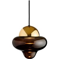 DESIGN BY US Suspension LED Nutty, marron / doré, Ø 18,5 cm, verre