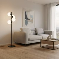 Gulvlampe Faze, sort, glas, højde 130 cm, 4 lyskilder, E27