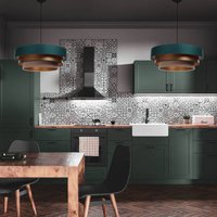 Maco Design Triniti hänglampa, grön/beige/koppar, Ø 60 cm, textil