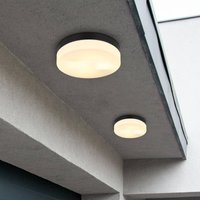 Globo Vranos outdoor ceiling light, matt black, Ø 24 cm, aluminium