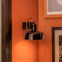 FARO BARCELONA Tatawin vägglampa, svart, stål/glas, Ø 18,4 cm