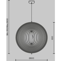 Maytoni Roots hänglampa, sfärisk form, Ø 60 cm, trä/svart