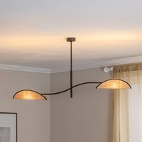 EMIBIG LIGHTING Lotus ceiling lamp, black/rattan look, 2-bulb